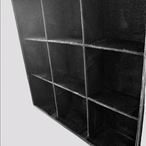 Black leatherette watch jewelry case suede lined 11”x12”x3” 9 compartments 4 DAD - Picture 7 of 8